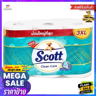 Scott สก๊อตต์ คลีนแคร์ กระดาษชำระ 3XL ม้วนใหญ่ที่สุด 6 ม้วน Scott Clean Care Toilet Paper 3XL Biggest Roll 6 Rollsกระดาษ