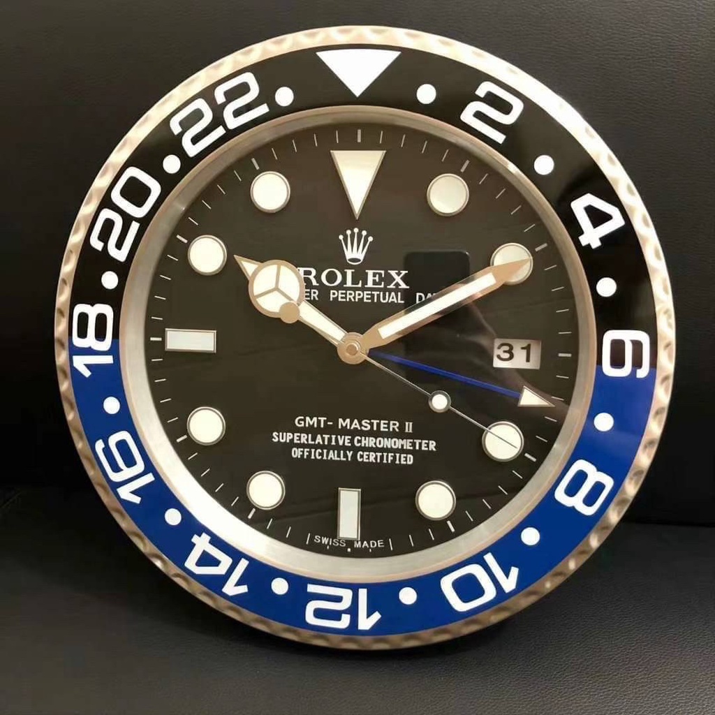 นาฬิกาแขวนผนัง ROLEX GMT สุดหรู เข็มเดินเรียบ_พายน้ำชัดเจน