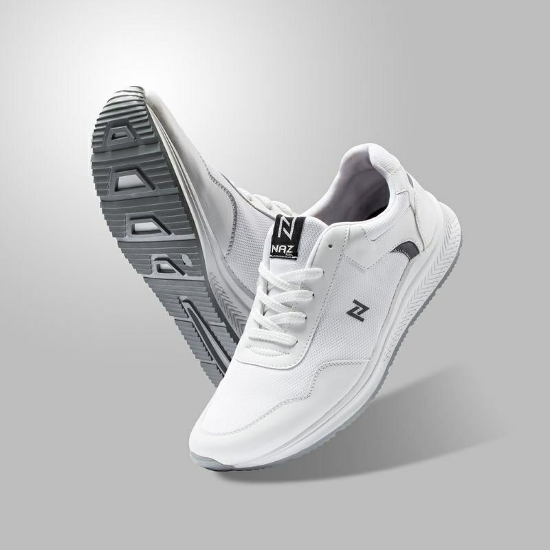 PUTIH NAZ LUCKY WHITE - รองเท้าผ้าใบผู้ชาย NAZ Casual WHITE Running Sport Shoes รองเท้าผู้ชาย