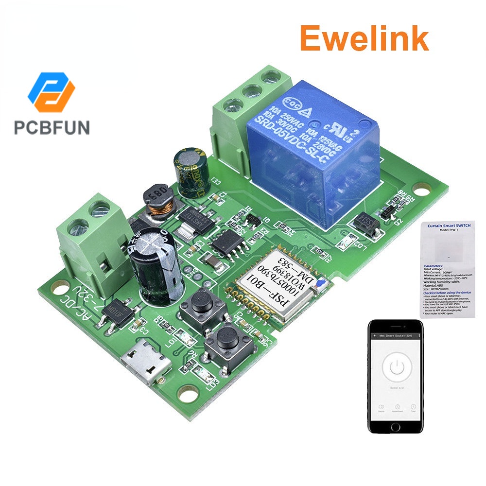Pcbfun Ewelink โมดูลสวิทช์ประตูอัตโนมัติไร้สาย Wifi USB DC 5V และ DC 7-32V ไร้สายสมาร์ทสวิทช์ Home