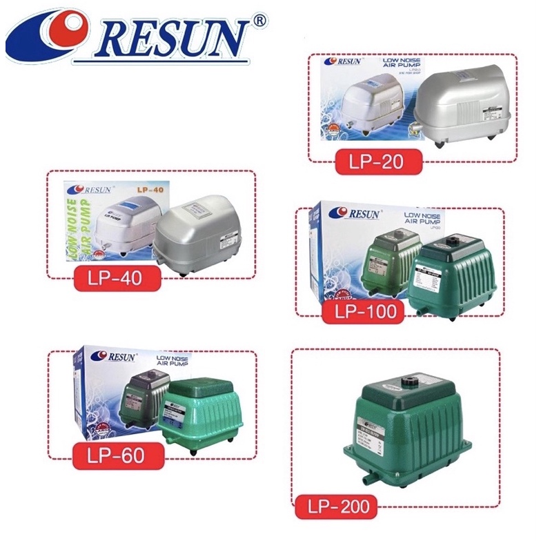 Resun เครื่องแท้ประกันศูนย์รุ่น LP-20 LP-40 LP-60 LP-100 LP-200 ปั๊มลมบ่อปลา ปั๊มออกซิเจน เครื่องศูน