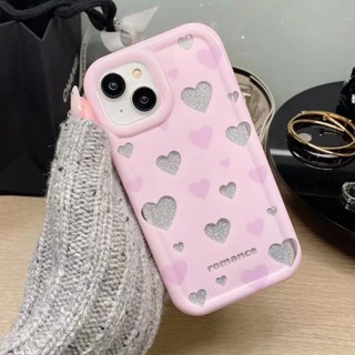 เคสโทรศัพท์มือถือ ลายหัวใจ สีชมพู สําหรับ iPhone 11 11promax 12 12pro 12promax 13 13promax 14 14plus 14promax