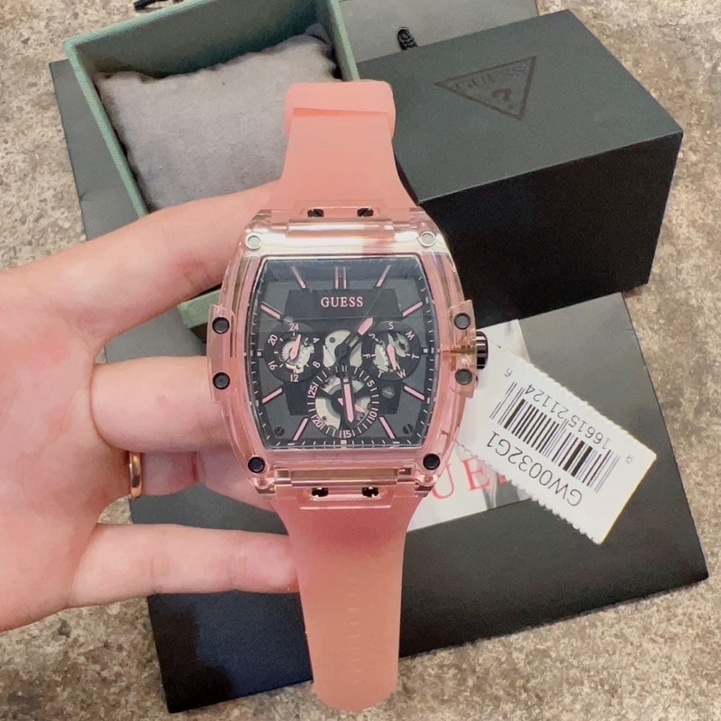 GUESS SPORTING PINK LIMITED EDITION  PINK &amp; BLACK WATCH GW0032G1 Size 43MM