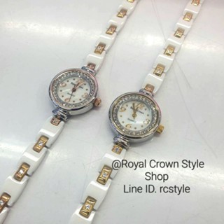 นาฬิกา Royal Crown แท้100%, สายเซรามิก, กันน้ำ,มีบัตรับประกัน1ปี,จัดส่งพร้อมกล่องครบเช็ค