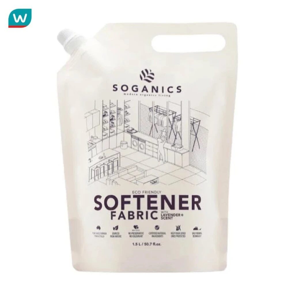 Soganics โซแกนิคส์ น้ำยาปรับผ้านุ่ม กลิ่นลาเวนเดอร์ รีฟิล 1.5 ลิตร