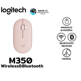 COINSคืน15%⚡FB9JMZV6⚡ LOGITECH PEBBLE M350 PINK WIRELESS&amp;BLUETOOTH เม้าส์ไร้สาย รับประกันศูนย์ 1 ปี