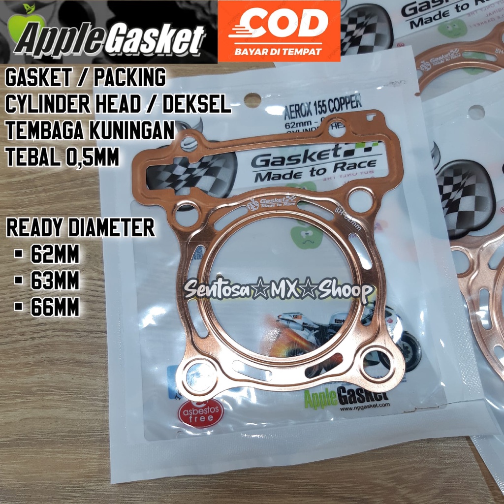 [ ยี่ห้อ APPLE ] GASKET HEAD DEKSEL NMAX/ AEROX/ VIXION R VVA/ R15 NEW/ LEXI COPPER COIL THICKNESS 0