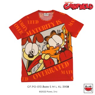 แตงโม (SUIKA) - เสื้อยืดคอกลมแขนสั้น GARFIELD ลายแลบลิ้น (GF.PO-013)