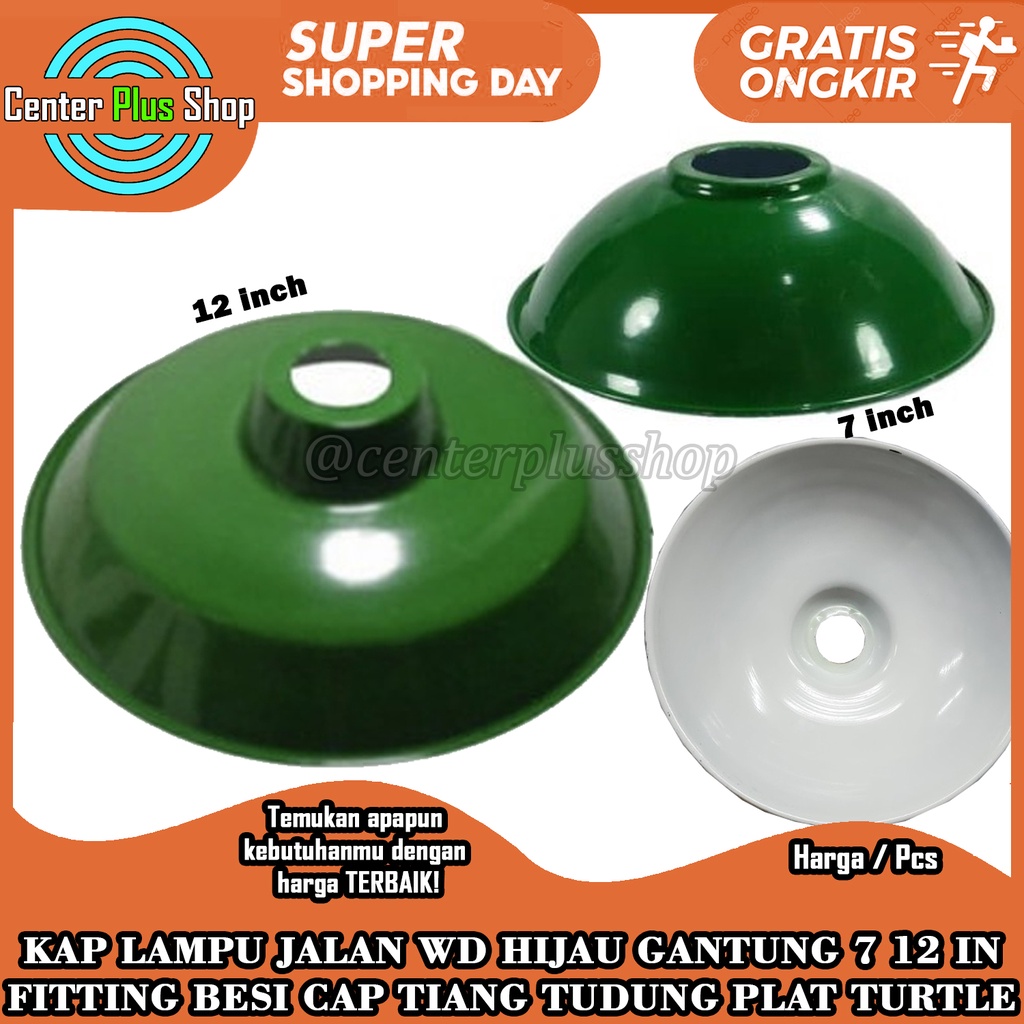 HIJAU Wd สีเขียวแขวนโคมไฟถนน Shade E27 เหล็ก FITTING Pole Cap เส้นผ่านศูนย์กลาง 7 + 3 นิ้วเต่าแผ่นขน