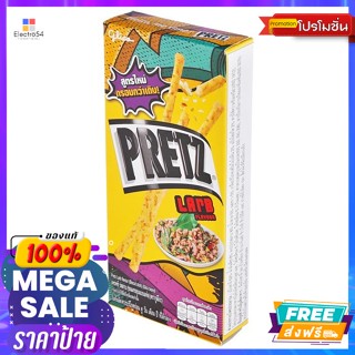 Glico(กูลิโกะ) กูลิโกะ เพรทซ์ ขนมกรอบแบบแท่ง รสลาบ 25 ก. Glico Pretz, crispy snack stick, Larb flavor, 25 g.ขนมขบเคี้ยวอ