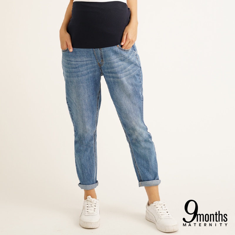 9 เดือน Maternity Full Panel Mom Jeans Seluar Jeans Mengandung Maternity Jeans
