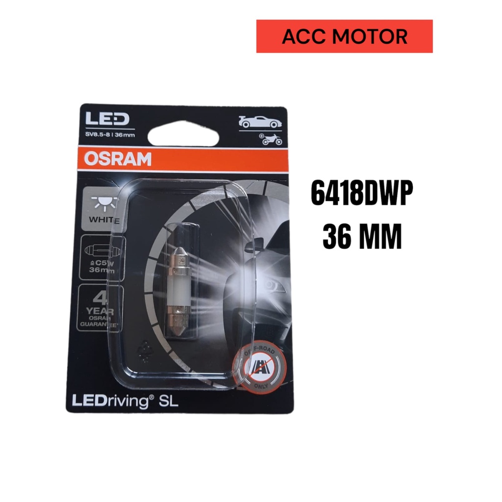 Osram LED Festoon 36mm (ปลายคู่) ไฟห้องโดยสารเพดานสีขาว 6418DWP