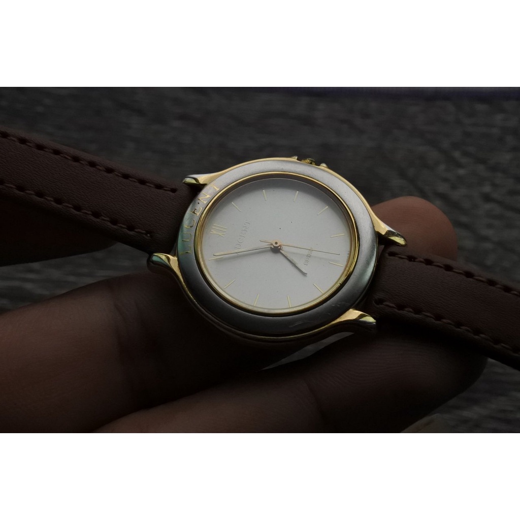 นาฬิกา Vintage มือสองญี่ปุ่น SEIKO LUCENT 7N01 6160 ระบบ QUARTZ UNISEX ทรงกลม กรอบทอง หน้าทอง หน้าปัด 31mm