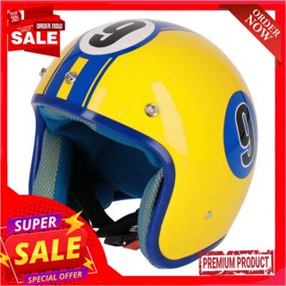 Full หมวกกันน็อควินเทจเต็มใบ DIFF รุ่น MEJ94080 สีเหลือง - น้ำเงินVintage Full Face Helmet DIFF Model MEJ94080 Yellow -