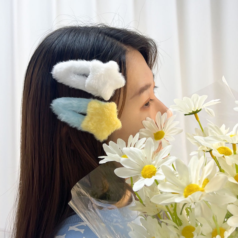 กิ๊บติดผม ผ้ากํามะหยี่ขนนิ่ม รูปดาว สีแคนดี้ สําหรับเด็กผู้หญิง นักเรียน