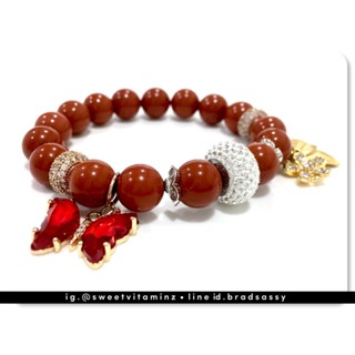 กำไลหิน เรด แจสเปอร์ (Red Jasper) : เกรดสวย สีสด พร้อมตัวแต่งสุดหรู