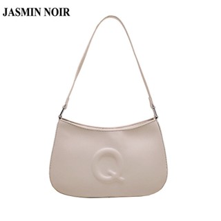 Jasmin NOIR กระเป๋าสะพายไหล่ กระเป๋าถือ หนัง PU เรียบง่าย สําหรับสตรี