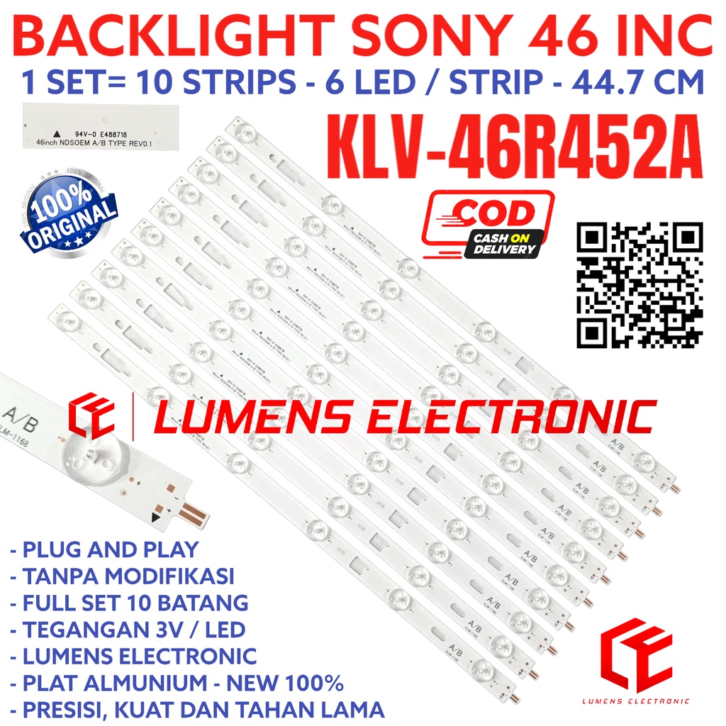 SONY 46 INC LED TV BACKLIGHT KLV 46R452A 46R452 KLV46R452 KLV46R452 BL 6K 6LED KLV-46R452 KLV-46R452