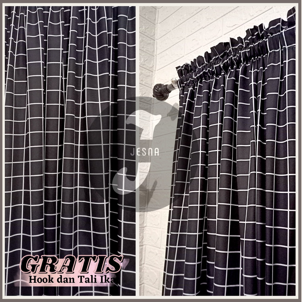 MINIMALIST WINDOW ตะแกรงประตูมี AESTHETIC SQUARE MOTIF DRAWING CURTAIN