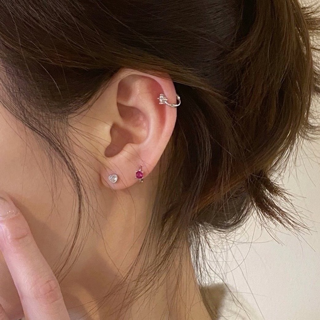 Suwann.na ต่างหูห่วง ต่างหูเงินแท้ ห่วงเพชรหลากสี