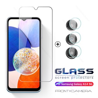 2To1 For Samsung Galaxy A14 5G Glass Tempered Glass Sumsung Samung A14 A 14 5G 2023 A146B 6.6" Camera Lens Screen Protector Film