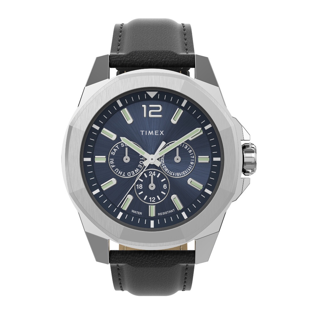 Timex TW2V43200 TREND ESSEX นาฬิกาข้อมือผู้ชาย สายหนังดำ หน้าปัด 44 มม.
