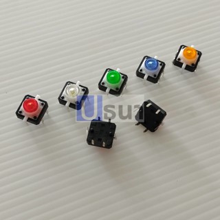 สวิทช์ LED ปุ่มกด กดติด-ปล่อยดับ DIP Push Button Tact Switch #DIP 6 ขา 12x12x7.3mm มีไฟ (1 ตัว)