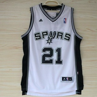 ขายดี เสื้อกีฬาแขนสั้น ลาย NBA Jersey San Antonio Spurs No.21 Duncan Duncan EHblkb98OIkhfi83 สีขาว