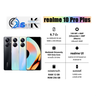 realme 10Pro Plus 12/256 เครื่องใหม่ ประกันศูนย์ 1 ปีเต็ม