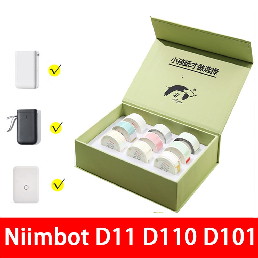 9 ม้วน/กล่องสติกเกอร์สําหรับ Niimbot D11 D110 D101 เครื่องพิมพ์ฉลากความร้อนม้วนกระดาษสําหรับ Niimbot