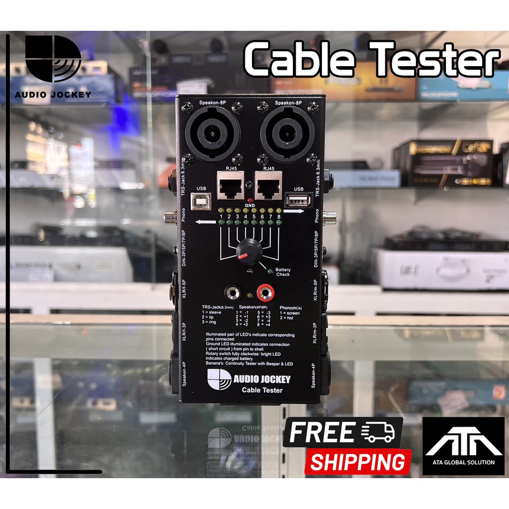 AJ A&J เครื่องเช็คสายสัญญาณ AUDIO JOCKEY PRO AUDIO CABLE TESTER ตรวจสอบสาย XLR Phone Speakon LAN