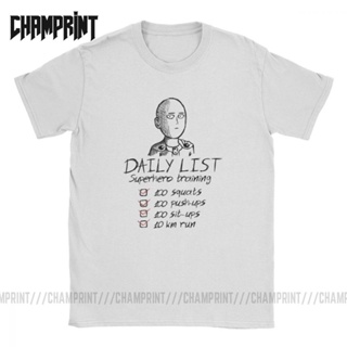 เสื้อยืดแขนสั้น พิมพ์ลายอนิเมะ One Punch Man Daily List Saitama OPM Oppai 100% พลัสไซซ์ สําหรับผู้ชาย 2022_09