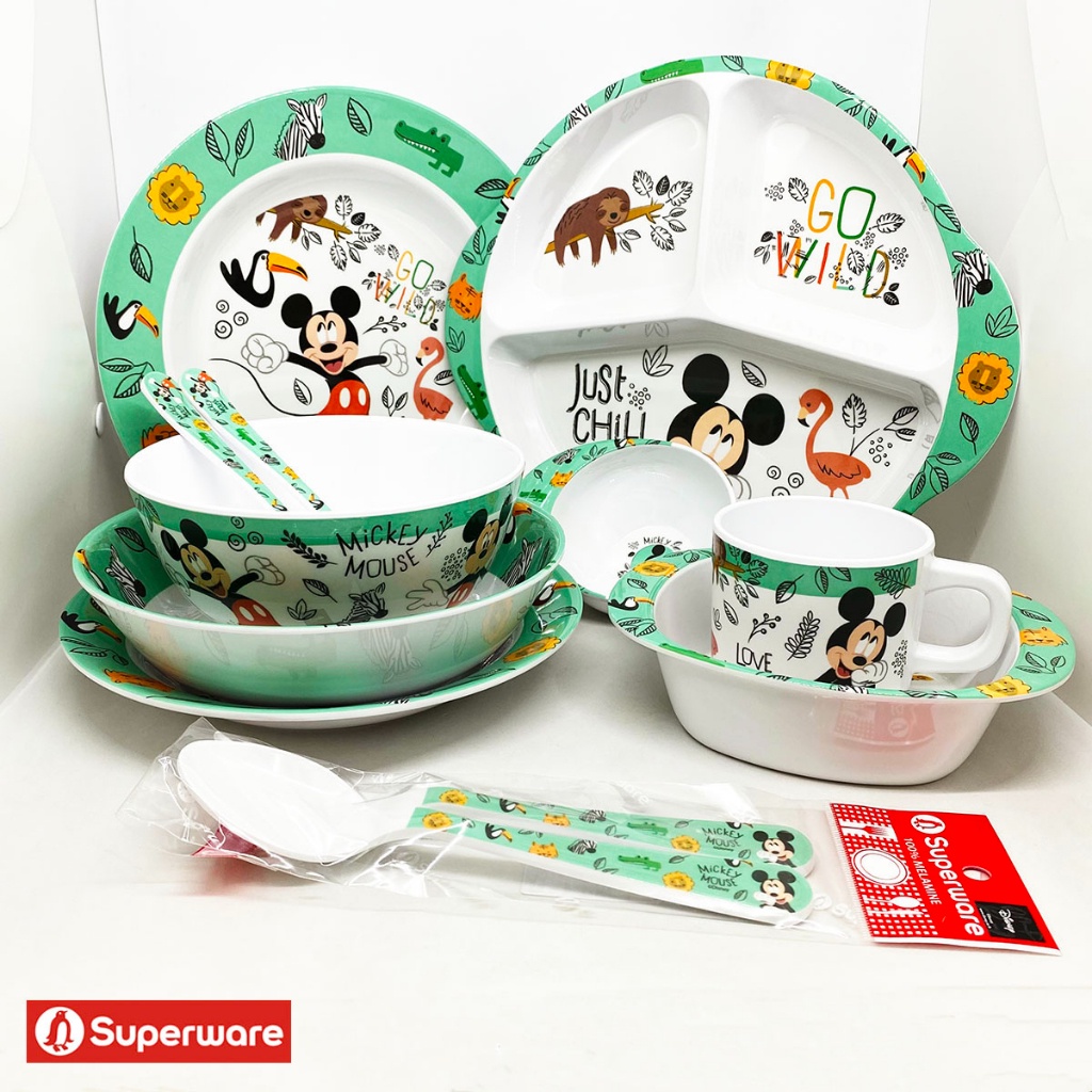 มิกกี้ ดูเดิ้ลซู จานข้าว แก้วน้ำ ถาดหลุมเมลามีน Disney Mickey Superware ศรีไทยซุปเปอร์แวร์ [ขายแยกชิ้น]