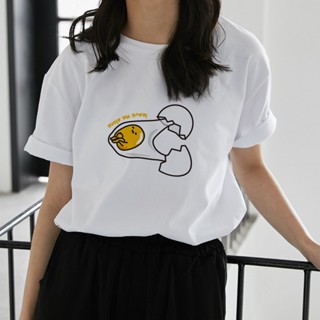 Gudetama Lazy Egg Yolk Women Tops Summer Women Round Collar  Short Sleeve T-shirt Sweethearts Outfit Party Supplies_07