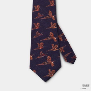 Classic indigo blue Bird 3 Inch Necktie-เนคไทสีน้ำเงินครามลายนก