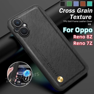 เคสโทรศัพท์มือถือหนัง TPU นิ่ม กันกระแทก กันรอยนิ้วมือ สีพื้น สําหรับ Oppo Reno8 Reno7 Z Pro Reno 8Z 7Z 7Pro 5G Reno8Z Reno7Z