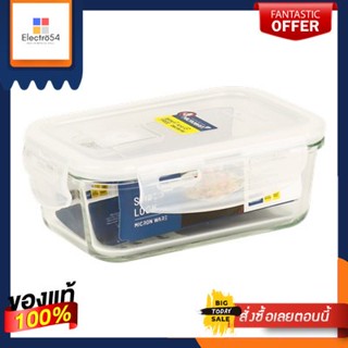 กล่องอาหารแก้วทรงเหลี่ยมฝาล็อก SUPER LOCK รุ่น JCP-6088 ขนาด 350 มล. สีใสSquare glass food box with lid SUPER LOCK Model