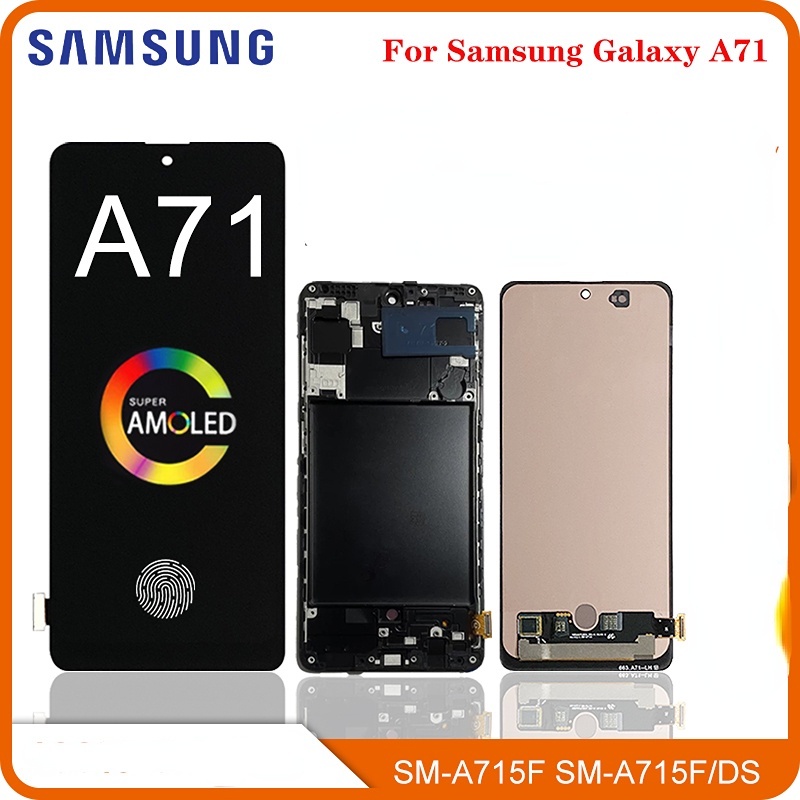 Super AMOLED สําหรับ Samsung Galaxy A71 4G A715 A715F A715FD จอแสดงผล LCD Touch Screen Digitizer Assembly เปลี่ยนอะไหล่ซ่อม