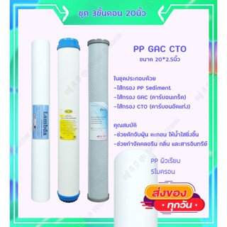 ไส้กรองน้ำ 3 ขั้นตอน ขนาด 20นิ้ว เส้นผ่านศูนย์กลาง 2.5นิ้ว PP GAC(ID1000) CTO  (คุณภาพดีคุ้มราคา) Temo Biosis Starpure