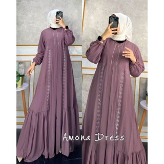 Gamis DRESS ชุดเชิญร่วมสมัย AMONA DRESS เชิญ BABYDOLL MUSLIM ชุดเดรสปาร์ตี้ หรูหรา เรียบง่าย ล่าสุด สีดํา ไมโลมะนาว