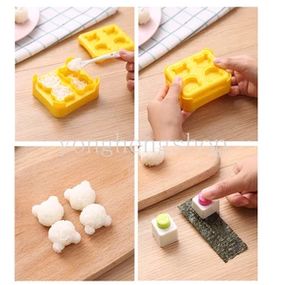 แม่พิมพ์ข้าวปั้น ข้าวปั้น ซูชิ รูปหมีน่ารัก ขนาดเล็ก DIY สําหรับเด็ก 3 ชิ้น ต่อชุด