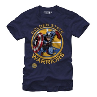 ผู้ชายเสื้อยืดเสื้อยืดผ้าฝ้ายพิมพ์ลาย Marvel Nba Captain America สําหรับผู้ชาย_11