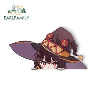 Earlfamily สติกเกอร์ ลายการ์ตูน Megumin Peek Shy Konosuba 13 ซม. x 7.4 ซม. สําหรับตกแต่งรถยนต์ แล็ปท็อป