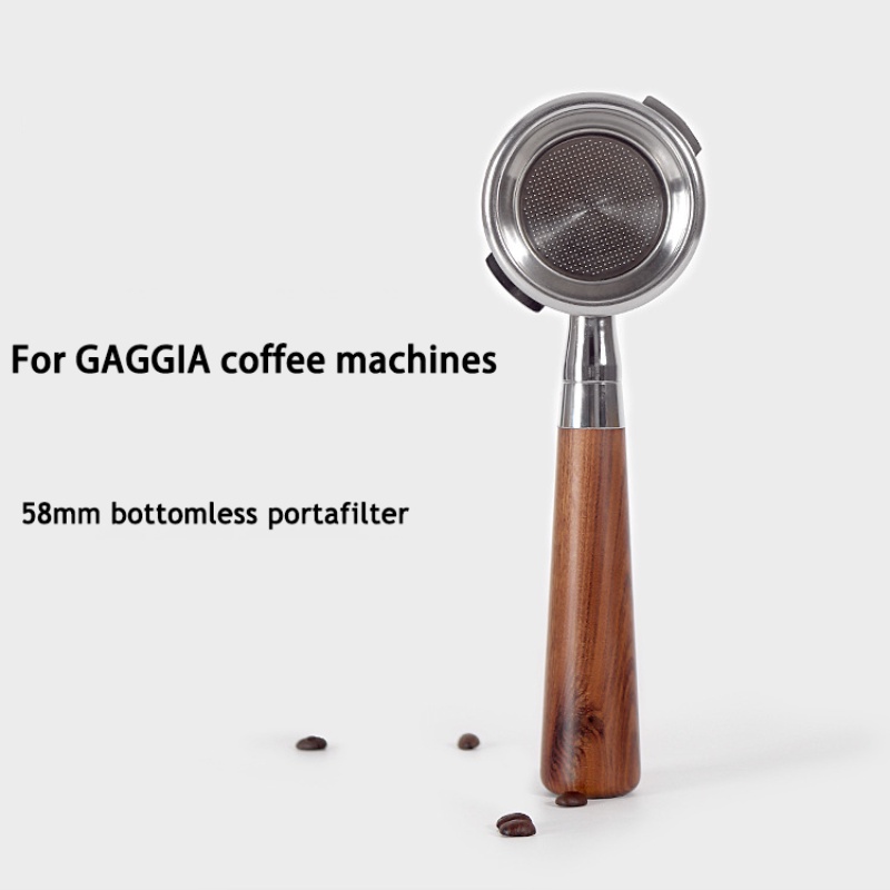 Gaggia Coffee Machine Bottomless Handle Portafilter 58mm Solid Wood
