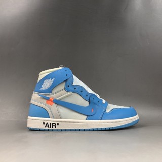 Uqfz Off-White x Air Jordan 1 "UNC" AQ0818-148 รองเท้ากีฬา รองเท้าบาสเก็ตบอล