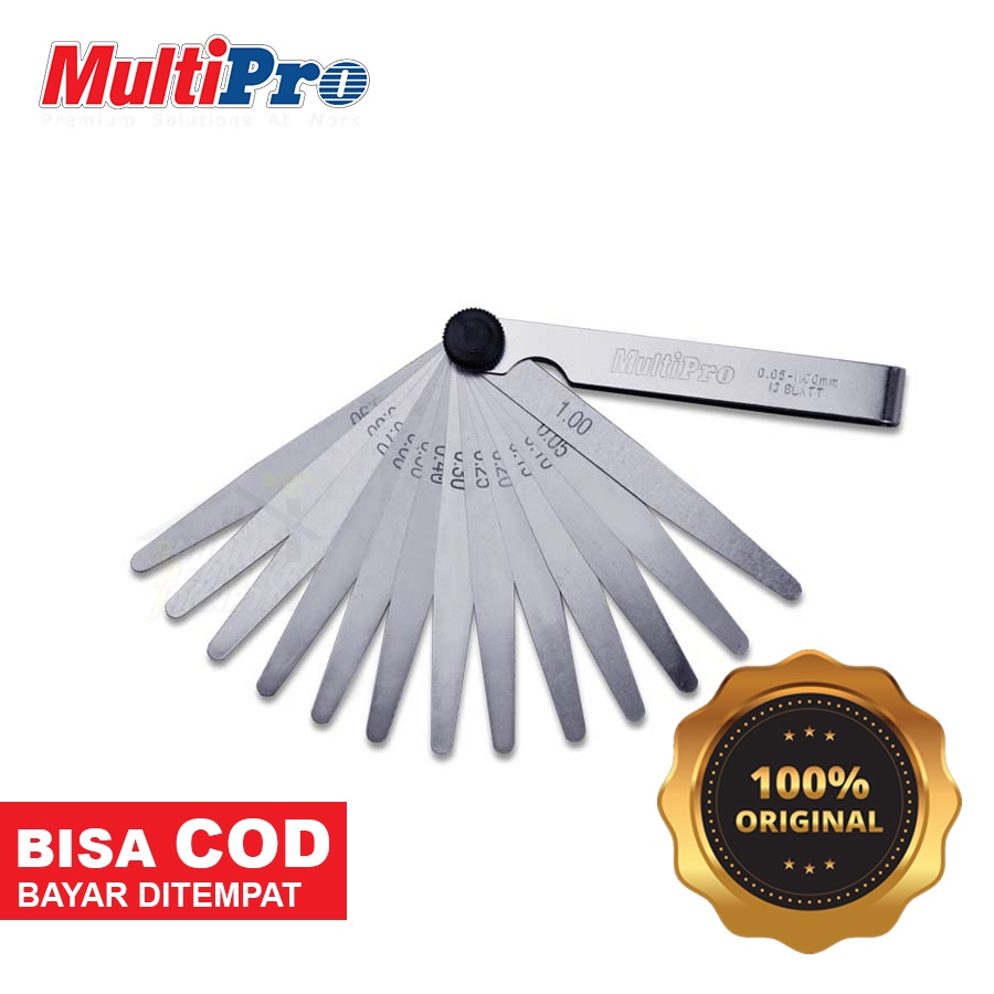 MULTIPRO Feeler Gauge 13 ชิ้น / Fuller / Fuller Gauge / Feeler 0.05 - 0.1 มม.