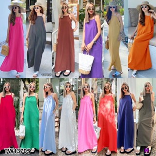 🌈🏖️เดรสเที่ยว ไปทะเล Maxi Dress เดรสยาว สายเดี่ยว เนื้อผ้าลินิน มีกระเป๋าข้างสองข้าง เรียบ หรู ใส่ง่ายชุดเดียวจบเลยจ้า