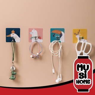 ✨ราคาถูก✨ MUSI.HOME【E13】ตะขอแขวน ที่แขวนติดผนังลายน่ารัก ตะขอแปะผนัง ที่แขวนติดผนัง ตะขอแขวน ที่แขวนไม่ต้องเจาะ C3