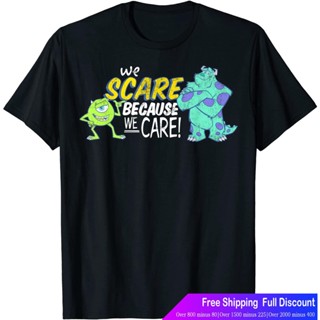 Disney Print Tiger Stretch Mens Body Choco Monsters Inc. Scare We Care Graphic T-Shirt Teamเสื้อยืด