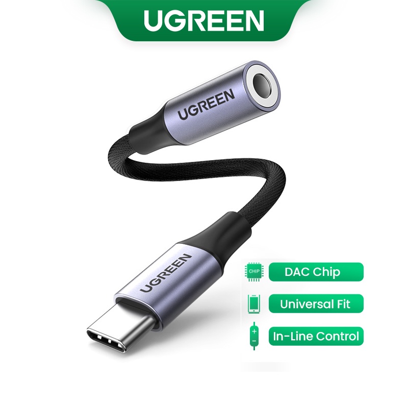 UGREEN อะแดปเตอร์แจ็คหูฟัง USB Type C เป็น 3.5 มม. ตัวเมีย USB C เป็น Aux ชิป DAC สําหรับ Pixel 4 3 
